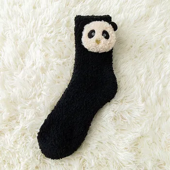 Güzel Kurbağa Çorap Sonbahar Ve Kış Peluş Kalınlaşmış Sıcak Orta Tüp Hayvanlar Çorap Kedi Panda Uyku Çorap Ev Kat Çorap