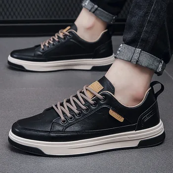 Moda Rahat deri ayakkabı Erkekler için 2022 Sonbahar Flats siyah ayakkabı Marka Beyaz Erkek Sneakers Ofis iş ayakkabısı Zapatos Casuales