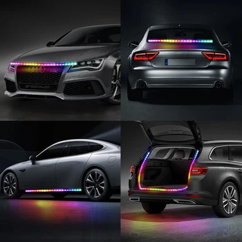 OKEEN LED Gündüz Farları şerit Renkli Araba Ön ızgara Lambası RGB Sürüş Dönüş sinyal ışığı araba dekoratif ışık 12V-24V