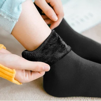 1 ADET Kış sıcak Kalınlaşmak Termal Çorap Yün Kaşmir Kar Siyah Cilt Dikişsiz Çorap Kadife Yumuşak Çizmeler Kat Uyku Bisiklet Çorap