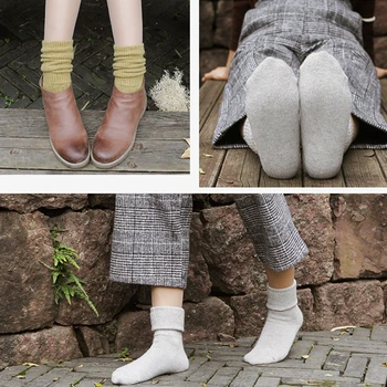 Orta Tüp Çorap Flanş Kaşmir Yün Çorap Düz Renk Ağır Termal Çorap Sonbahar Kış Sıcak Kalın Günlük Rahat Çok Yönlü