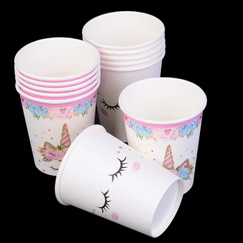 6 adet Tek Kullanımlık Unicorn kağıt bardaklar Doğum Günü Partisi Malzemeleri Masa Örtüleri Ve Sofra Setleri Bebek Duş kağıt bardaklar Dekor