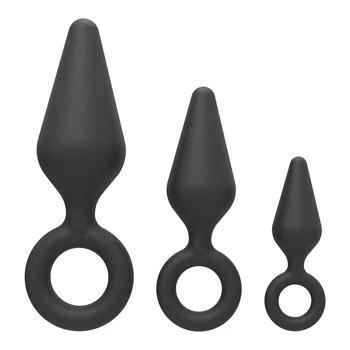Silikon Anal Plug çekme halkası ile Acemi için Butt Plug Anüs Stimülasyon Prostat Masajı Seks Oyuncakları Kadınlar için Erkekler S / M / L Boyutu
