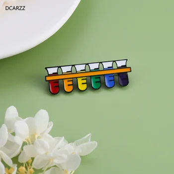 DCARZZ Test tüpü Pin Broş Biyokimya Tıbbi Moda takı Aksesuarları Öğretmen Öğrencileri Renk Emaye Pimleri Kadın Hediye