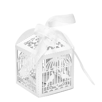 Yeni 10 adet Beyaz Hollow Cut Kuş Şeker Kutuları Tatlılar Kutusu Bebek Duş Hediyeler Düğün Süslemeleri Düğün Davetiyeleri Mariage