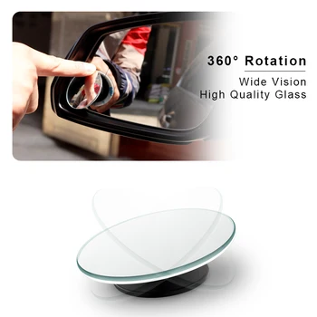 2 ADET 360 Derece Ayarlanabilir Araba Yuvarlak Çerçeve Dışbükey Kör Nokta Ayna Geniş açı Temizle Dikiz Yardımcı Ayna Sürüş Güvenliği