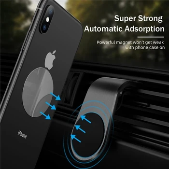 L Tipi Manyetik Araç Telefonu Tutucu GPS Dağı Tutucu Hava Firar Klip 360 Metal Mıknatıs Telefon Standı iPhone 12 11 pro Huawei Xiaomi