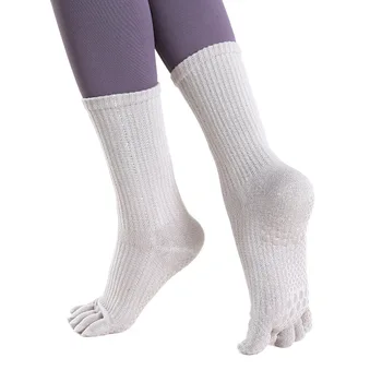 Orta Tüp Beş Parmak Yoga Çorap Pamuk Pilates kaymaz çoraplar Uzun Buzağı spor çorapları spor Çorapları Kat Çorap Bölünmüş Ayak