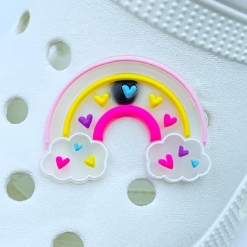 Saydam Tasarım 1 Adet PVC ayakkabı tokası Aksesuarları Komik DIY Çiçek Gökkuşağı Ayakkabı Düğmeleri Dekor Croc Takılar Çocuk Hediye