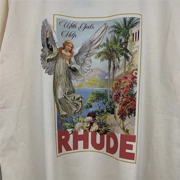 Rhude T-shirt Erkek Kadın 1: 1 Yüksek Kalite Rhude Tee Vintage Tops Boy Kısa Kollu