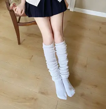 Kadın çizmeler çorap japonya lise kız üniforma gevşek çorap Cosplay aksesuarları bacak düz renk örgü ısıtıcıları çorap