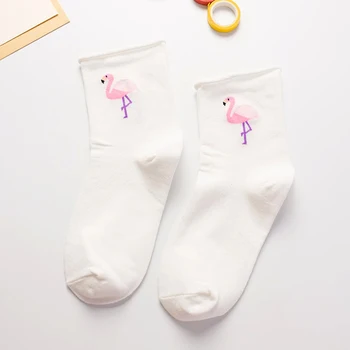 Rahat Flamingo Modis Harajuku Karikatür Komik Kadın Rahat Çorap Kadın Kısa Çorap Hayvan Lama Lolita Mutlu Çorap Kadın