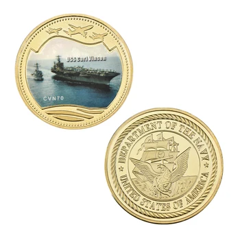 WR Donanma Askeri Uçak Gemisi Altın Kaplama Paraları Koleksiyon bozuk para kutusu ABD hatıra paraları Orijinal Hediye Dropshipping