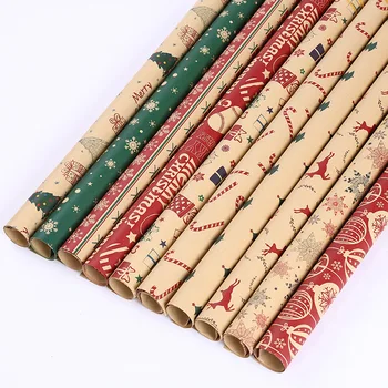 2 adet/50*70cm Noel hediye ambalaj kağıdı kağıt hediye kutusu ambalaj kağıdı sarma Noel Kraft Kağıt çiçek Kalınlaşmış Set