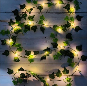 2 M 5 M 10 M yapay bitki Led dize ışıkları sarmaşık yeşil yaprak Ivy Vine DIY asılı çelenk noel düğün tatil ışıkları