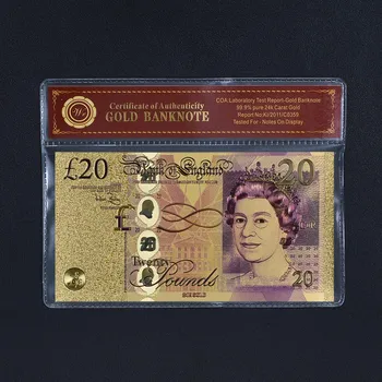 WR Sahte Para Faturaları GBP Kraliçe Elizabeth II Altın Banknot Plastik Çerçeve ile Gümüş Banknotlar İNGİLTERE Pound Hatıra Hediye