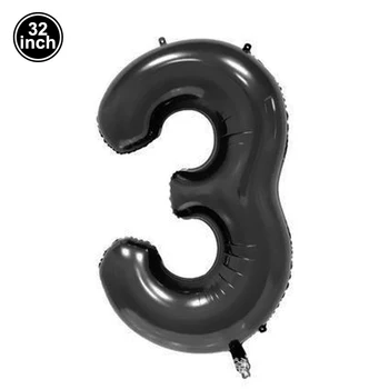 Siyah Büyük Sayılar Balon 32 İnç 1 2 3 4 5 6 7 8 9 Tek Kız Doğum Günü Topu Haneli bekarlığa veda balonları Şekil Golob Balon
