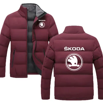 Kış fermuar Ceketler kalın üst Skoda araba logosu baskı 2021new erkek rahat spor dolgulu giysiler polar yaka Açık ceket