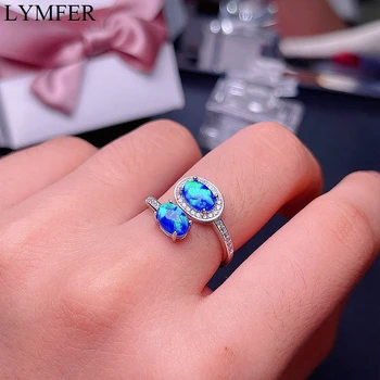 Yeni kadın Opal Yüzük 925 Ayar Gümüş Mavi Opal yangın renk güçlü özel promosyon