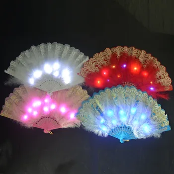 Çiçek Glow parlak LED El Fanlar Tüy ışık Sahne Düğün Dans Kilise Parti Hediye Gösterisi Çubuğu Ev Noel Navidad
