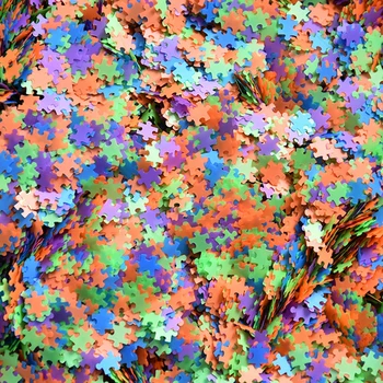Neon Puzzle Şeklinde glitter çok renkli neon puzzle parçaları, .50g ağırlığında torbalar, 4 mm Solvente Dayanıklı Toksik Olmayan Polyester Parıltı