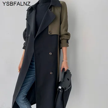 Rüzgarlık Palto Bayan Kore Giysileri İle Kaplı Hit Renk Ordu Yeşil Kalın Uzun Kollu Yaka Yüksek Sokak 2021 Sonbahar Moda