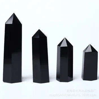 Sıcak Satış Doğal Taş Feng Shui şifa taşı Halk El Sanatları Siyah Shungite Kristal Obsidyen Değnek Kulesi Noktası Dekorasyon