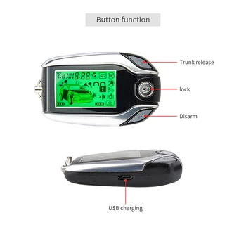 EASYGUARD 2 Yönlü pke Araba Alarm Sistemi LCD çağrı ekranı otomatik kilit kilidini güvenlik titreşimli alarm şok sensörü güvenlik kiti