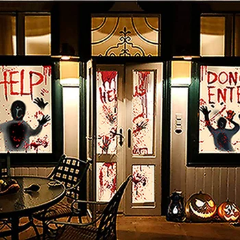 Büyük Çıkarılabilir Mutlu Cadılar Bayramı Çıkartmaları Kan Eller Cadılar Bayramı Süslemeleri Ev Banyo Tuvalet Korku Windows duvar çıkartmaları
