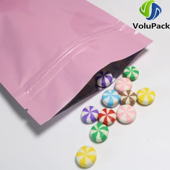 Çeşitli renkler 100 adet ısı sızdırmazlık kilitli torbalar gözyaşı çentik metalik Mylar düz Zip kilit paketi çanta ot tozu