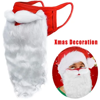 Noel Dekorasyon 3D Noel Baba Sakal Maskeleri Yetişkin Unisex Komik Kullanımlık Santa Sakal yüz kapatma Kalkanı Noel Cosplay Parti