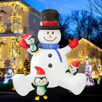 Navidad Noel için Kaleydoskop LED Işık Noel Dekorasyon ile Şişme Kardan adam Penguen 2023 Yeni dev Yıl Parti Süsler