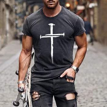 2021 Kısa Kollu Büyük Boy T Shirt Erkekler için En Moda Streetwear Çapraz Baskı yaz giysileri İnce Kısa kollu erkek tişört