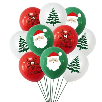 10 adet Santa Cluas Elk Lateks Balonlar 2022 Merry Christmas Dekorasyon Ev için Noel Ağacı Süsler Navidad Hediyeler Noel Yeni Yıl