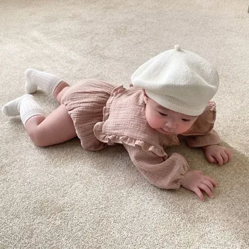 Yenidoğan Bebek Kız Giyim Seti Fırfır Yaka Yaka Üst + Ekmek Pantolon günlük giysi Sonbahar Bahar Toddler Bebek Kız Giysileri Takım Elbise