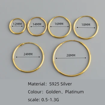 WANTME 925 Ayar Gümüş Minimalist Daire Piercing Hoop Küpe Kadınlar için Trendy Charms Bildirimi Altın Takı Aksesuarları