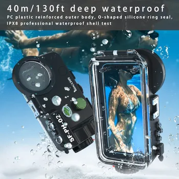 Seafrogs SF-PH - 02 40m / 130ft Sualtı Konut Case iphone 11/12/13 Pro Max Serisi Telefon Su Geçirmez Kılıf