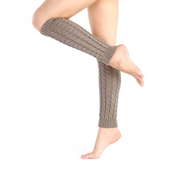 1 Çift Kış Örme Yün sıcak Tayt Vintage Lingge Düz Renk Termal sıcak uzun Çorap Kürklü bacak ısıtıcıları kadın