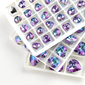 2020 Yeni Renk Xilion kalp kolye cam Rhinestone Kristal kolye taş keskin 1 delik DIY Aşk Hediye Küpe Kolye 6228