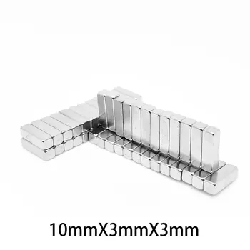 20 ~ 500 ADET 10x3x3mm NdFeB Blok Süper Güçlü Güçlü Manyetik Mıknatıslar 10mm x 3mm x 3mm Nadir Toprak neodimiyum mıknatıslar