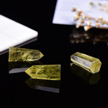35-45mm 1 ADET Doğal Kristal citrine Kristal Noktası Altıgen Sütun Mineral Süs Sihirli Onarım Ev Dekorasyon Dekorasyon