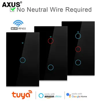 AXUS Tuya akıllı anahtarı Kablosuz Uzaktan Duvar WiFi anahtarı Ses Kontrolü dokunmatik sensör ışık anahtarları Alexa Google Ev 1/2/3 Gang