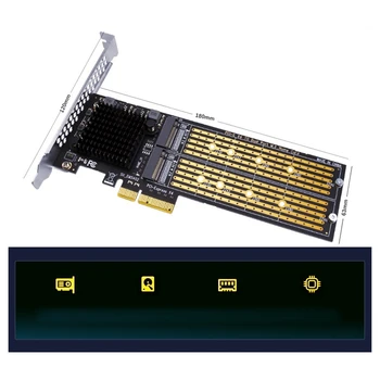 SSU PCI-E X4 Çift Nvme Pcıe Adaptörü, M. 2 Nvme SSD Pcı - E X8 / X16 Kart Desteği M. 2 (M Anahtar) nvme SSD 22110/2280/2260/2242