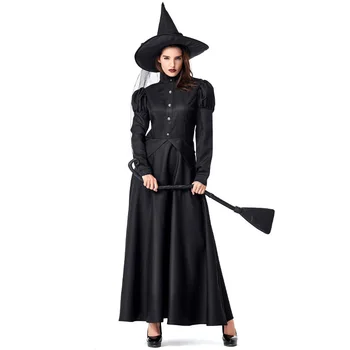 Cosplay Kostüm Oz Büyücüsü Kostüm Kızlar ve Kadınlar için Cadılar Bayramı süslü elbise Anne Kızı Büyücü Cadı Kostüm Siyah