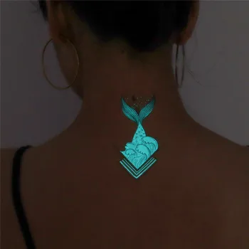 Mavi ışık dövme etiket aydınlık su geçirmez seksi geçici dövme göğüs sahte dövme