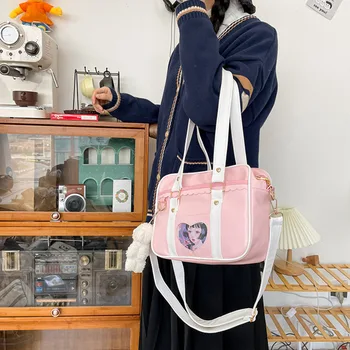 Japon JK Bayanlar Crossbody omuz çantaları Öğrenci Üniforma İki Boyutlu Kızlar askılı çanta Kolej Tarzı Sevimli PU Çanta
