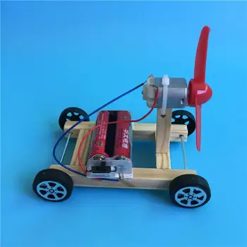 Ahşap DIY Tek kanatlı Rüzgar Araba Montaj model seti Bilim Deney Oyuncaklar Yaratıcı Okul Projesi Eğitim Malzemeleri