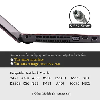 AC 19 V 4.74 A 90 W Güç Adaptörü laptop şarj cihazı Leonovo 45K2225 ADP-65CH A, IdeaPad Y510 Y650 5.5*2.5 mm Güç Kaynağı F25