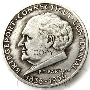ABD 1936 Bridgeport Connecticut Yarım Dolar Gümüş Kaplama Kopya Para