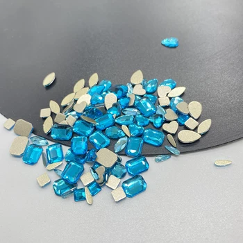 YanRuo 6A Kristal Mix Akuamarin Renk Popüler Takı Rhinestones Flatback Manikür 3D Elmas Tasarım Çivi DIY Süslemeleri